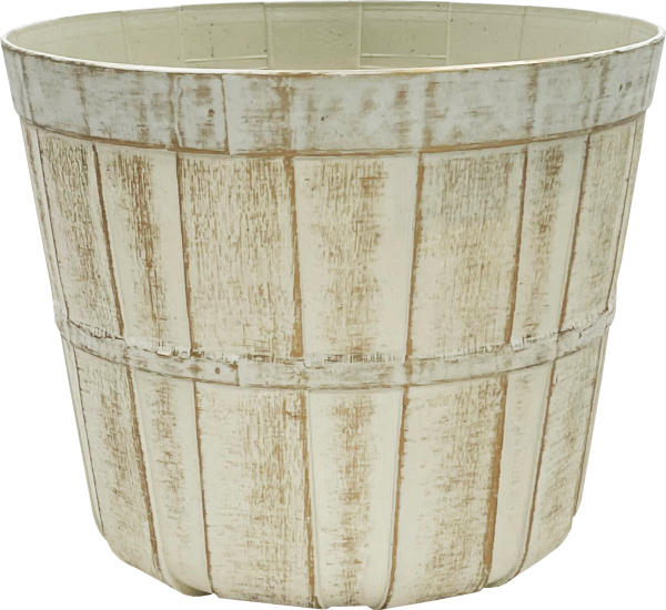 9" Bushel Basket Planter - White with Gold Wash