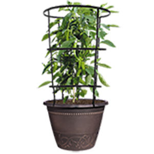 Sutton Park 12" Round Planter with Cage - Chocolate