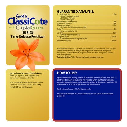 Jack's ClassiCote with Crystal Green, 15-8-23 Time-Release Fertilizer